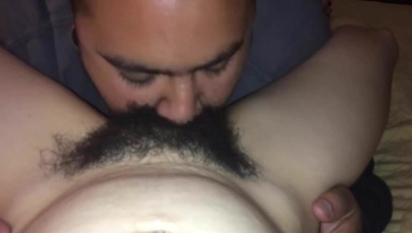 Black guy Eat's Very Hairy pussy