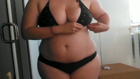 My BBW wife loves to strip for me and all I want for dinner is her ass