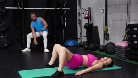 Sporty MILF fucks at the gym and swallows cum like a whore