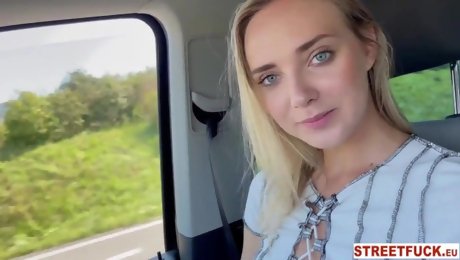 Horny Hitchhiking Hottie Oxana Chic Cheats In Car Fuck Session